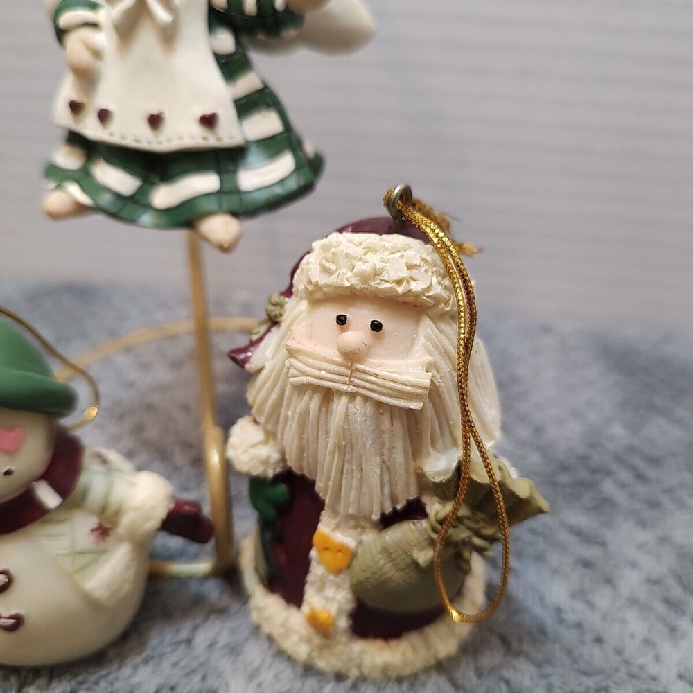 Old World Style set of 4 ceramic Christmas Ornaments santa snowmen angel - Picture 2 of 10